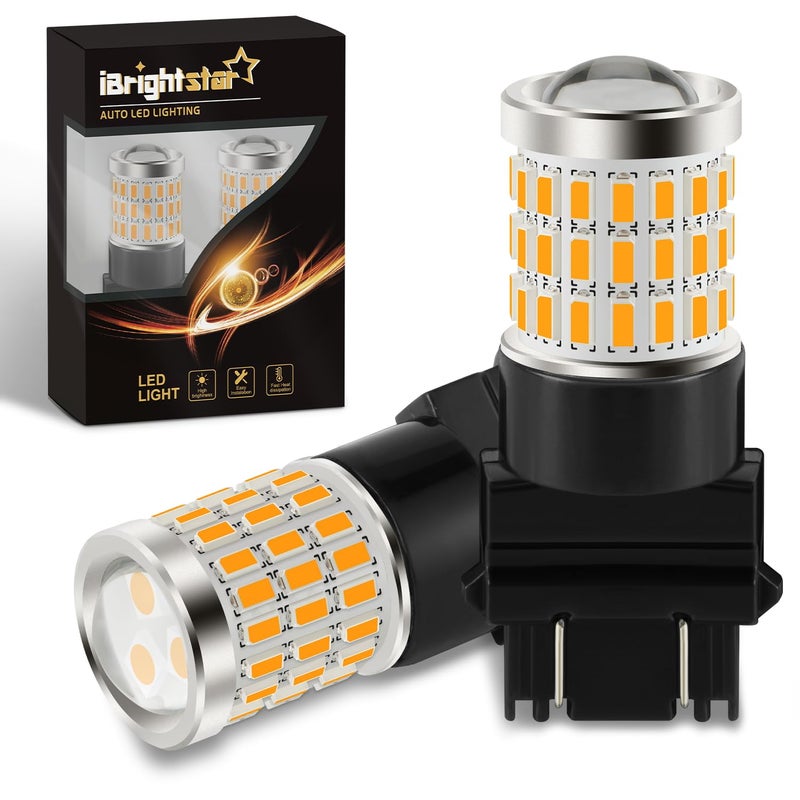 iBrightstar 3157 LED Bulb Amber, 3157a LED Turn Signal Bulbs Super Bright for vehicle Blinker Lights and Turn Signal Lights, 2 Pack - Image 1